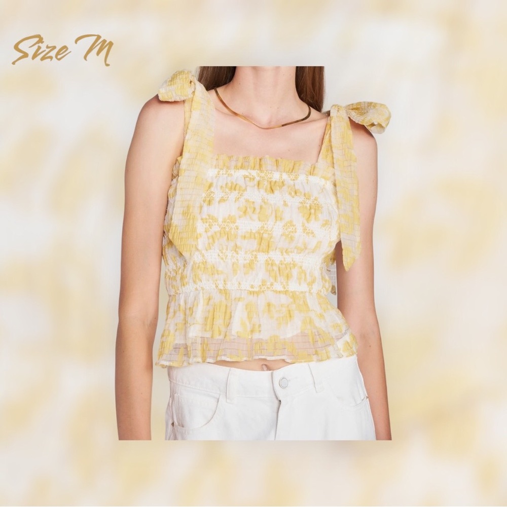 🆕 - En Saison Women’s Audrey Smocked Crop Tank w/Tie Shoulder Straps, Size Med